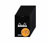 Rhodia 12559C - Packung mit 10 Notizblöcken No.12, 8,5x12cm 80 Blätter Dot-Lineatur 80g, Schwarz, 1 Pack