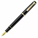 Pelikan Füllhalter Classic 200, Schwarz, Feder M (mittel), hochwertiger Patronenfüller im Geschenk-Etui, 820660