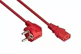 kabelmeister Netzkabel Schutzkontakt-Stecker Typ E+F (90° gewinkelt) an Kaltgeräte-Buchse C13- rot - 1,00mm² - 3m