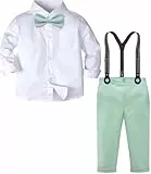 mintgreen Baby Junge Gentleman Anzug, Kleinkind Kind Hochzeit Hosenträger Hose Kleidung Sets, MintGreen, 12-18 Monate, 80