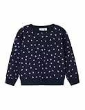 NAME IT Mädchen Nmfdavina Ls Fleece Bru Noos Sweatshirt, Dark Sapphire/AOP:Heart AOP, 110 EU