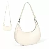 Camilife Halbmond Schultertasche für Damen, PU Leder, Reißverschluss, Retro-Design, Y2k Mode, Hobo Bag, Geschenk für Dating, Reisen, Party, Einkaufen (Beige)