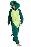 Loiahoer Unisex Erwachsene Triceratops Onesie Kostüm Pyjama Dinosaurier Drache Halloween Cosplay Kostüm Neuheit Tier Weihnachten Pyjama Set für Familie & Paare,Grün,XL