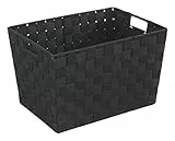 WENKO Aufbewahrungskorb Adria M Schwarz - Badkorb Fassungsvermögen: 13.2 l, Polypropylen, 35 x 22 x 25.5 cm, Schwarz