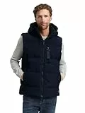 TOM TAILOR Herren 1046976 Puffer Weste mit Abnehmbarer Kapuze, 10668-Sky Captain Blue, XL