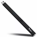 SUPRUS Elektrisches Feuerzeug Lichtbogen Winddicht Flammenlos USB Wiederaufladbares Feuerzeug mit Sicherheitsschloss für Kerze Camping (Schwarz)