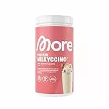 MORE Protein Milkyccino, White Almond Coconut, 500 g, Mix aus Whey Konzentrat und Casein ideal zum Muskelaufbau und -erhalt, mit Koffein & Laktase - made in Germany