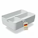 VMbathrooms Schubladen Organizer Set für jeden Bedarf | Praktische Schreibtisch Sortierboxen | Schubladentrenner – Ihr idealer Ordnungshelfer im Alltag für Büro & Haushalt (Hellgrau)