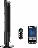 CoolHome CF2401 Turmventilator mit Fernbedienung, App - Leiser Standventilator mit Timer, LED - Ventilator kindersicher für Schlafzimmer - Quiet Tower Fan with Remote - Schwarz - 102 cm