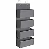 SONGMICS Hängeorganizer mit 4 Taschen, Hängeregal, Kleiderschrank-Organizer, Hängeaufbewahrung, Tür-Organizer, Schlafzimmer Wohnzimmer, 12 x 33,5 x 100 cm, schiefergrau RDH04G