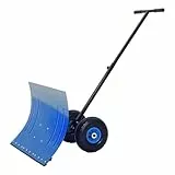 GarveeLife Ergonomischer Profi-Schneeschieber mit Rädern – 74 cm breite, verstellbare Schneeschaufel, 5-Fach Winkel- und höhenverstellbarer Griff, rostresistent, rückenschonend für Einfahrt, Gehweg &