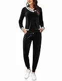 Totatuit Schlafanzug Damen Lang Zweiteiler Samt Pyjama Set Loungewear Freizeitanzug Herbst Winter Jogginganzug Hausanzug Warm Velour Langarm Oberteile mit Hose