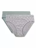 Sanetta Mädchen-Hüftslip (Doppelpack) grün & grau gepunktet | Hochwertige und nachhaltige Unterhose für Mädchen aus Baumwoll-Mix.