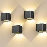 GEARLITE Led Aufladbar Wandleuchte Innen/Aussen mit Bewegungsmelder 4 Stücke, Wandlampe Auf und ab Einstellbarer Lichtstrahl 3000K Warmweiß Außenwandleuchte IPX4 Wasserdichte Wohnzimmer Garten Schwarz