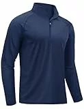 TACVASEN Herren UPF 50+ UV Schutz Shirt Sonnenschutz Langarm Performance T-Shirt Workout Running Shirts, Marineblau, L