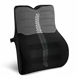 Quirlig Lendenwirbelkissen, Lendenkissen Auto, Lordosenstütze, Rückenkissen Memory Foam, Ergonomisches Rückenstützkissen fur Zuhause, Büro, Auto, Schwarz