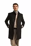 bugatti Herren Stehkragen Mantel 821400-84201 Modern Fit, Flexcity Stretch, Knopfleiste, Wolle-Mix, elegant
