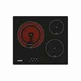 CATA TD 6003 BK Glaskeramik-Kochfeld Farbe Schwarz 3 Kochzonen High Light 9 Leistungsstufen einstellbar Touch Control mit Akustiksignal Leistung 5,4kW Breite 59 cm