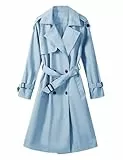 Tuopuda Mantel Damen Elegant mit Taschen Knöpfen, Sommermantel Lässig Locker Solid Herbstmantel Slim Fit Übergangsjacke Langarm Leichte Coat Wintermantel, Blau, XL