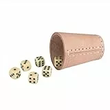 GICO Qualitäts Würfelbecher (echt Leder) Standard (9 cm) mit 6 Würfeln - 5902