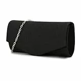 Copbopwn Abendtasche Clutch für Frauen Glitter Envelope Handtasche mit Abnehmbarem Kettenriemen Clutch-Taschen Elegante Crossbody-Taschen für Frauen Bridal Prom Party Hochzeit (schwarz)