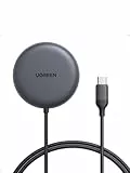 UGREEN Zapix Magnetisches Kabelloses Ladepad 15W, Qi2 zertifizierte iPhone Wireless Charger kompatibel mit MagSafe für iPhone 17/16/15/14/13/12 Serie & AirPods, mit 1.5m Kabel - Schwarz