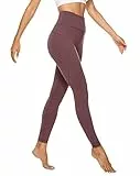 JOYSPELS Sportleggins Damen Lang, Sport Leggings Damen Yogahose Laufhose, Braunrot, M