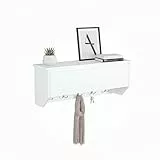Relaxdays Wandgarderobe, 5 Haken, mit Stauraum, BxHxT: 30x78x20 cm, modern, Flurregal mit 2 Klappfächern, MDF, weiß