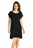 Teyli Nachthemd Damen - Nachthemd Damen Kurzarm zart und angenehm - Nachthemden für FrauenNachthemd Nachtwäsche Luzi Schwarz XS