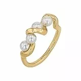 NOELANI Ring Edelstahl Damen Ringe, mit Muschelkernperle, Gold, Kommt in Schmuck Geschenk Box, 2036958