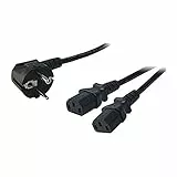 LogiLink CP101 Power Cord, Schuko-C13 Y-Kabel, schwarz, 1,50m
