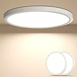 YiLaie LED Deckenleuchte Flach Ø30cm, 24W 2640LM 4000K Deckenlampe Wohnzimmer, IP44 Wasserdichte Deckenlampe Badezimmer, Küchenlampe Modern, für Bad Schlafzimmer Küche Flur Keller 2 Stück