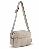 bagsmart Puffer Kameratasche Klein, Kamera Tasche DSLR SLR Fototasche Klein, Leicht und stilvoll Umhängetasche Spiegelreflex Systemkamera Objektive Zubehör(Kamel)