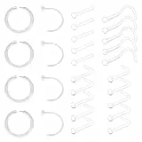 WillTen 28PCS Plastik Nasenstecker Verstecken Piercing für Schule, 18G Clear Piercing Retainers Nase Ring Piercing Schmuck Set für Nase Septum Tragus Knorpel Helix