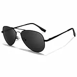 LOJUDI Pilotenbrille Kinder Sonnenbrille Polarisierte Fliegerbrille Coole Verspiegelt mit UV400 Schutz für Jungen MäDchen Teenage 8-18 Jahre-Schwarz/Schwarz