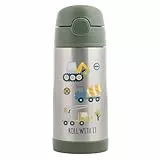Stephen Joseph Doppelwandige Edelstahlflaschen, isolierte Wasserflasche für Kinder und Kleinkinder, vakuumisolierte Flasche mit Strohhalm, BPA-freie Wasserflasche, 334 ml, Konstruktion