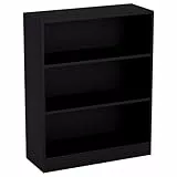 Vida Designs Cambridge Bücherregal mit 3 Ebenen, niedrig, schwarz, Holz-Regaleinheit für Büro, Wohnzimmermöbel