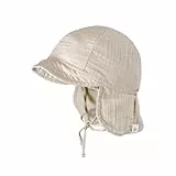 maximo GOTS Kindermütze mit Kinnband Sommermütze Kindercap (53 cm - Hellbeige)