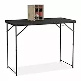 Relaxdays Gartentisch klappbar, HBT: 74x120x60 cm, Kunststoff, Stahl, höhenverstellbar, 6 Pers., Campingtisch, schwarz