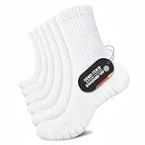 FALARY Sportsocken Herren 43-46 Weiß Baumwolle Socken Damen Lange Tennissocken Wintersocken Herrensocken Wandersocken Laufsocken Gepolstert Thermosocken Outdoor Running 6 Paar