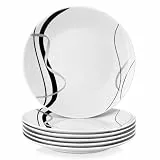 VEWEET Fiona Porzellan Teller Set, Essteller für 6 Personen, Runde Speiseteller Ø 27,4 cm, Mikrowellen- & Spülmaschinenfest, Ideal als Pastateller, Kuchenteller und Frühstücksteller
