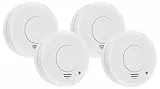 Smartwares TÜV geprüfter Rauchmelder/Feuermelder, DIN EN 14604 Zertifiziert, RM250, 4er Pack