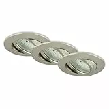 Briloner Leuchten 7209-032 LED Einbauleuchten 3er Set, Einbaustrahler schwenkbar, 230V, kein Trafo notwendig, Einbaulaulampe 5W, warm weiß, flache Einbautiefe 3cm, energiesparend, rund, matt-nickel