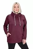 Ulla Popken Damen große Größen Übergrößen Plus Size Sweatshirt, weiter Stehkragen, Taschen, Raglan-Langarm dunkle Beere 46+ 713963544-46+