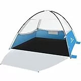 Brace Master Strandzelt Sonnenschutz, Strandschattenzelt für 6-8 Personen mit UPF 50+ UV-Schutz, leicht & einfach aufzubauen (Blau)