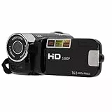 ciciglow Camcorder, Schwarz, 1080p, 16-facher Zoom, 270°-Drehung, 16 MP, USB, Blitz, 2,7-Zoll-LCD, 1/4-Zoll-Schraubschnittstelle