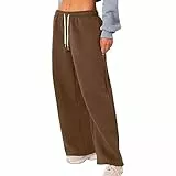 HSUAYEUD Weites Bein Hose Jogginghose Damen – Sporthose Frauen Baumwolle| Sweatpants Slim Fit Freizeithose Lang | Trainingshose Fitness High Waist – Jogger Laufhosen Modern