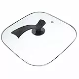TOPBATHY Quadratischer Glasdeckel für Grillpfannen, 30 cm, ofenfest, transparent, vertikale Heiztopfabdeckung für Küchenutensilien