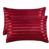 Damier 2er-Set Satin Kissenbezug 40x80cm Rot glatt glänzend hochwertige Seidig Mikrofaser Kissenhülle Kopfkissenbezug schont Haare und Haut