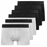YouShow Herren Boxershorts 6er Pack Ohne Kratzenden Zettel Baumwolle Unterhosen Männer Retroshorts Unterwäsche Boxer Schwarz Grau XL